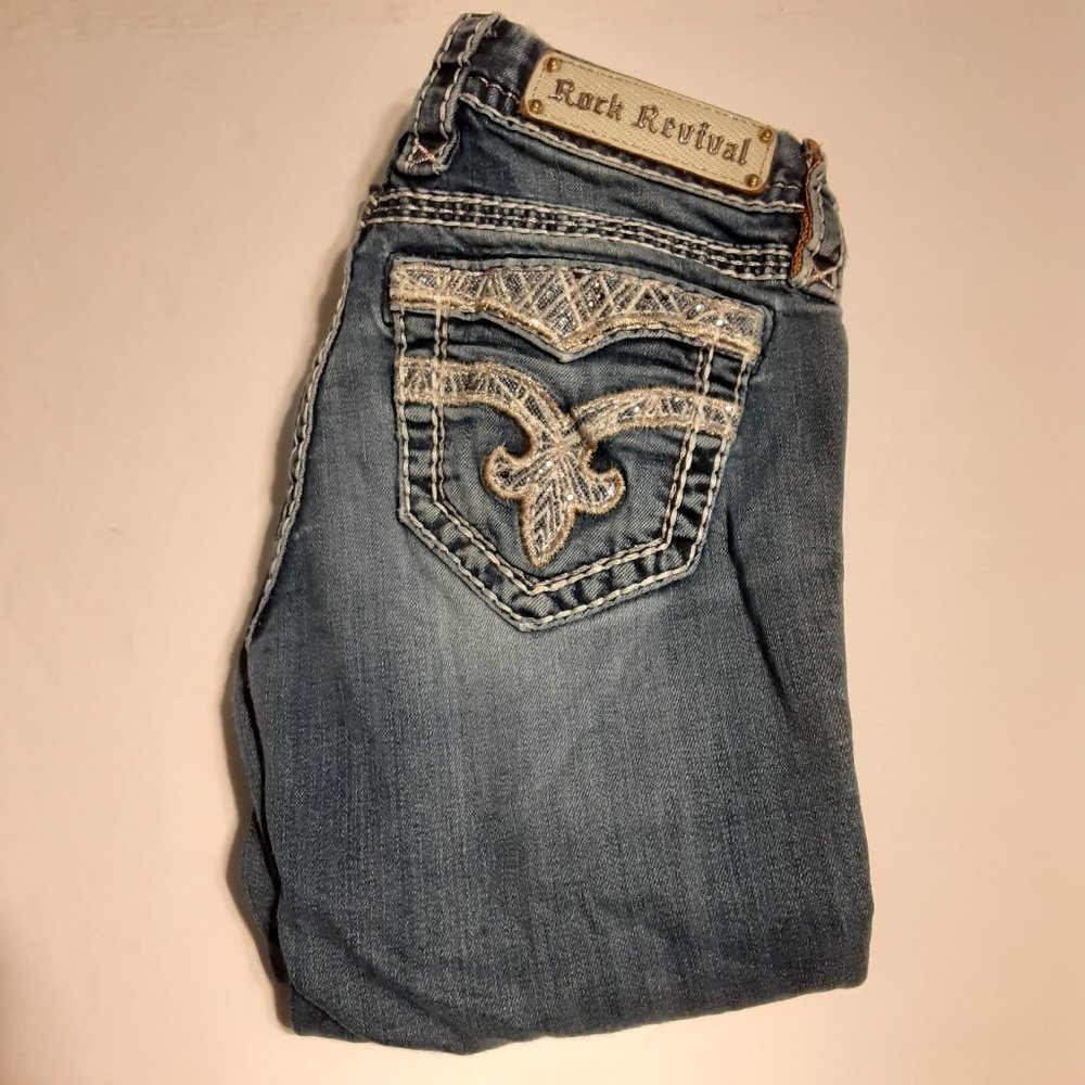 Rock Revival Women's Royal Boot Cut Embellished Jeans  RP9170B200 Size 26